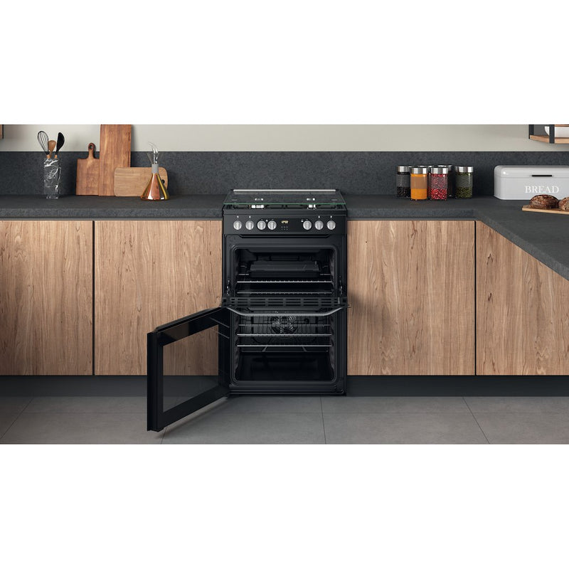 Hotpoint HDM67G9C2CB/UK Duel Fuel Double Cooker - Black