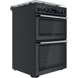 Cannon by Hotpoint CD67G0C2CA/UK Gas Freestanding 60cm Double Oven Cooker - Dark Grey