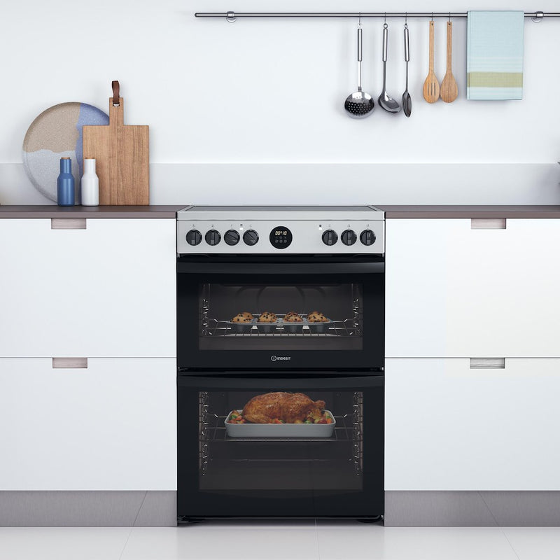 Indesit ID67V9HCX/UK Electric Cooker Double Oven - inox