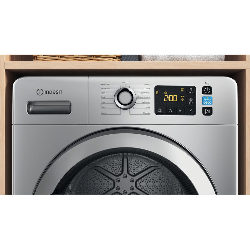 Indesit YT M11 92SS X UK Freestanding 9kg Heat Pump Tumble Dryer - Silver