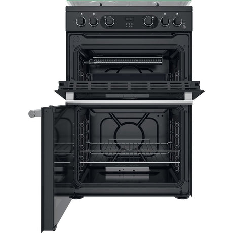 Cannon by Hotpoint CD67G0C2CA/UK Gas Freestanding 60cm Double Oven Cooker - Dark Grey