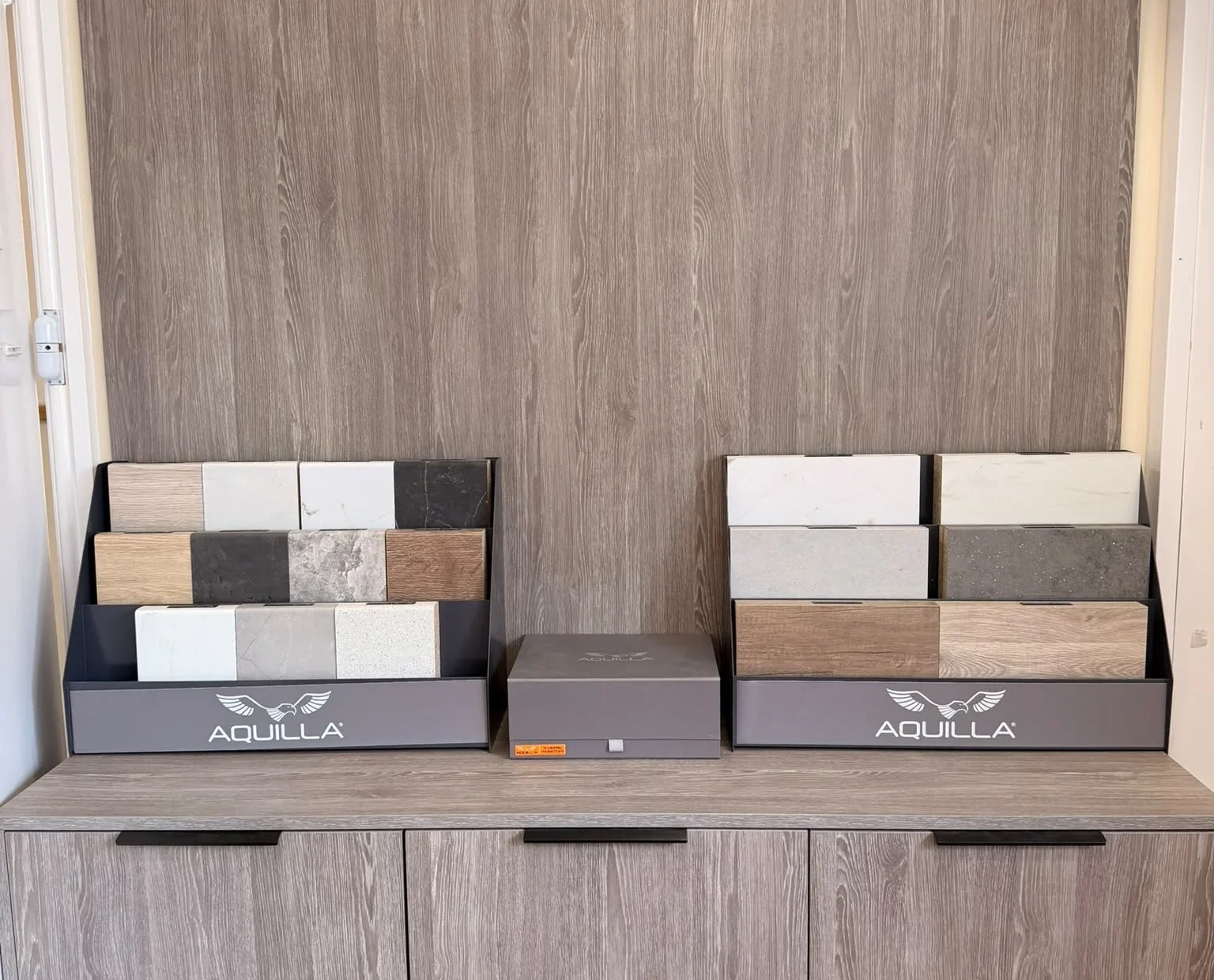 Aquilla worktop sample display in the Bristol Appliance Centre showroom