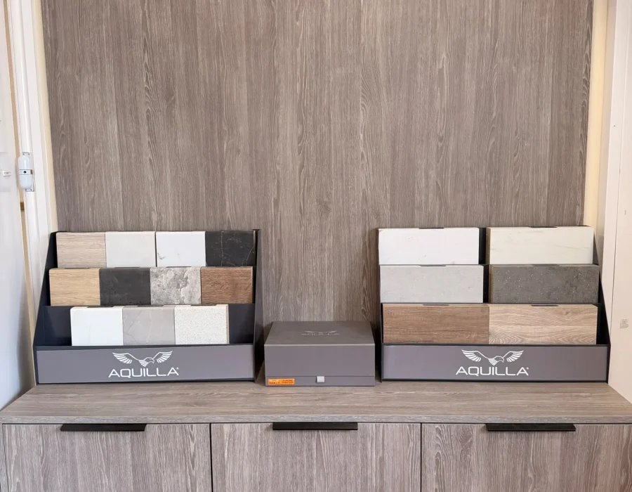 Aquilla worktop sample display in the Bristol Appliance Centre showroom